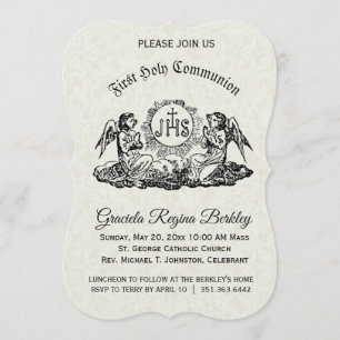 Invitation Première Sainte Communion Angel Blanche Dentelle I