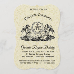 Invitation Première Sainte Communion Angel Ecru Lace Invitati