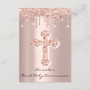 Invitation Première Sainte Communion Babtisme Rose Croix chré