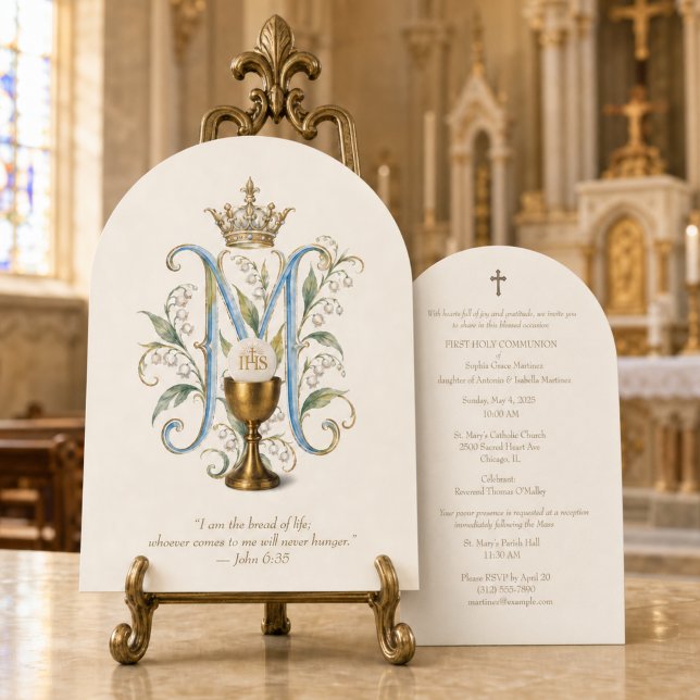 Invitation Première Sainte Communion catholique mariale (Créateur téléchargé)