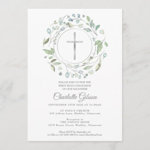 Invitation Première Sainte Communion Croix d'Argent de Verdur