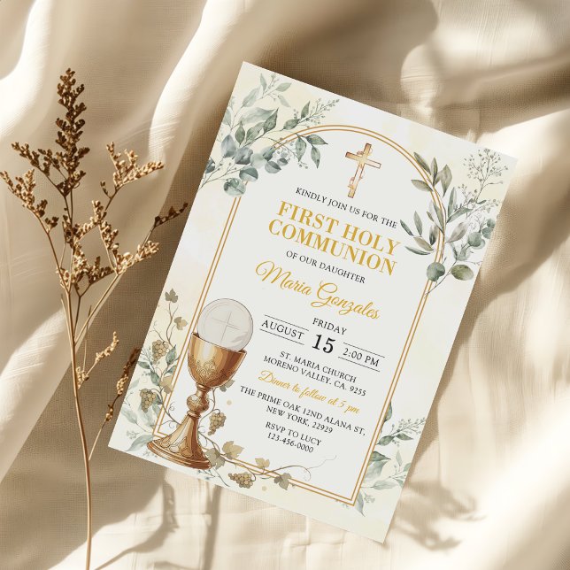 Invitation Première Sainte Communion Croix d'Or (Créateur téléchargé)
