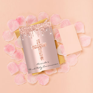 Invitation Première Sainte Communion Drives Rose Croix chréti