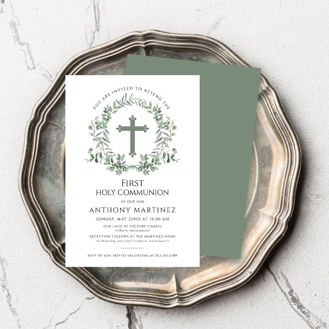 Invitation Première sainte communion du garçon de couronne bo (Créateur téléchargé)