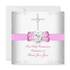 Première Sainte Communion Fille Blanc Rose