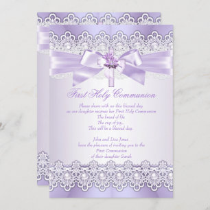 Invitation Première Sainte Communion Filles Lilac Lavender vi
