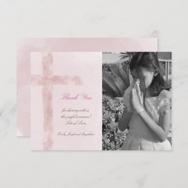 Invitation Première sainte communion merci aquarelle (Devant / Derrière)