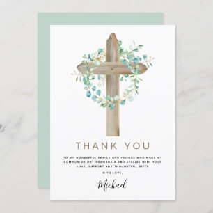 Invitation Première Sainte Communion Merci Sage Eucalyptus In