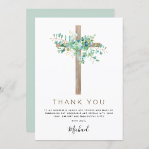 Invitation Première Sainte Communion Merci Sage Eucalyptus In