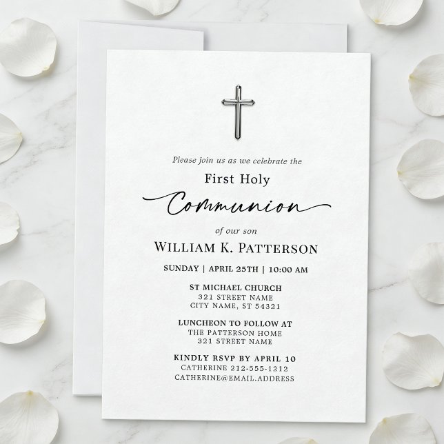 Invitation Première Sainte Communion Moderne Élégante Invitat (Créateur téléchargé)