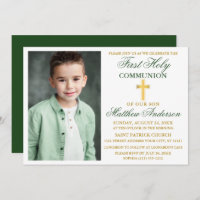 Première Sainte Communion Photo Emerald Green Gold