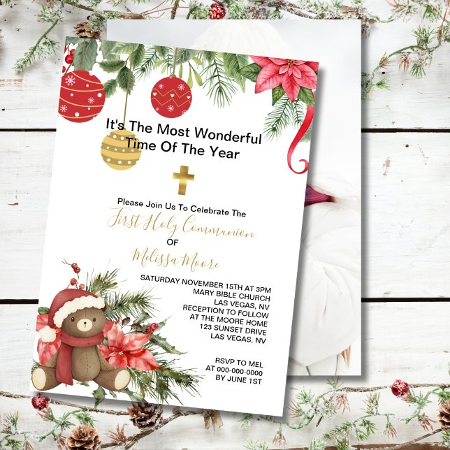 Invitation Première Sainte Communion Photo hiver Noël (Créateur téléchargé)