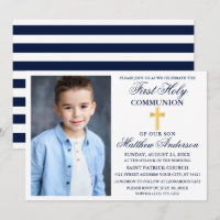 Première Sainte Communion Photo Marine Bleu Or ray