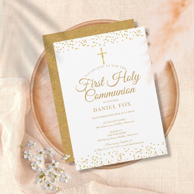 Invitation Première Sainte Communion Poussière d'O (Créateur téléchargé)