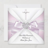Première Sainte Communion Rose Blanc Silver Heart 