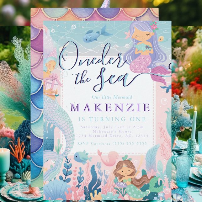 Invitation Première Sirène d'anniversaire (Mermaid Birthday Invitation)