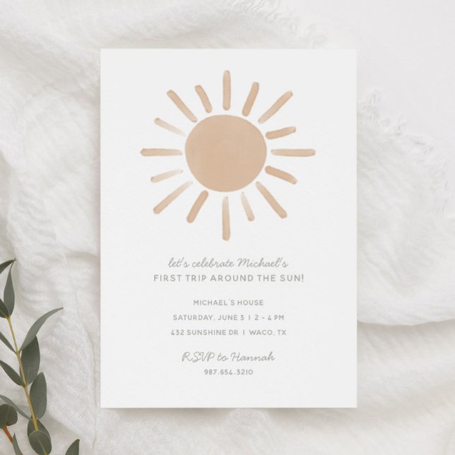 Invitation Première visite autour du soleil 1er anniversaire  (Créateur téléchargé)