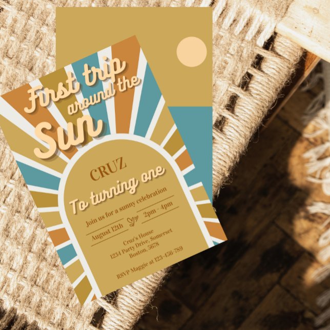 Invitation Première Visite Autour Du Soleil 1Er Anniversaire  (Créateur téléchargé)