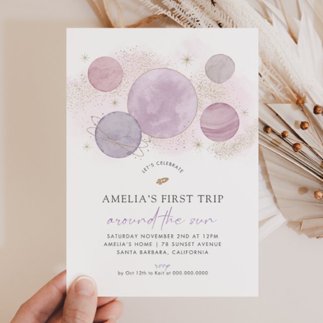 Invitation Première Visite Autour Du Soleil 1Er Anniversaire  (Créateur téléchargé)