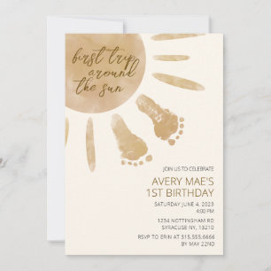 Invitation Première visite autour du soleil 1er anniversaire 