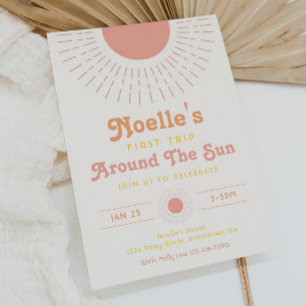 Invitation Première visite de la fille autour du soleil Invit