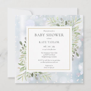 Invitation Premières flocons de neige Verdure Baby Shower   S