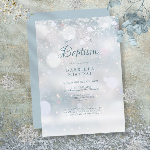 Invitation Premiers flocons de neige Baptême