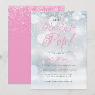 Invitation Premiers flocons roses Prêts à éclore Baby Shower