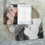 Invitation Premiers Snowflakes Photos Hiver Mariage Invitatio<br><div class="desc">Doté de flocons de neige en hiver,  ce faire-part de mariage chic peut être personnalisé avec vos photos spéciales et détails spéciaux de jour de mariage. Conçu par Thisisnotme©</div>