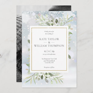Invitation Premiers Snowflakes Verdure Mariage d'hiver Photo