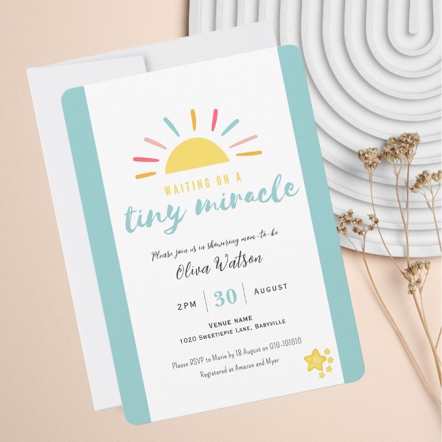 Invitation Premium, Baby shower bleu, minuscule mi (Créateur téléchargé)