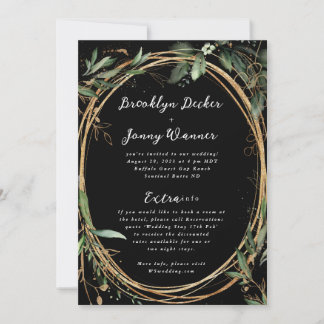 Invitation Premium Black Gold Eucalyptus Détails Retour Maria