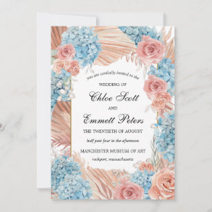 Invitation Premium Dusty Rose Blue Hydrangea Mariage