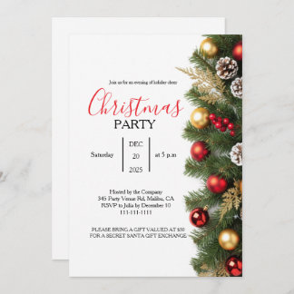 Invitation Premium Pine & Gold Office Christmas Party Gala