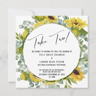 Invitation Prenez deux Mariages aquarellés Floral Postpond Ca