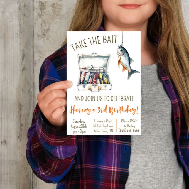 Invitation Prenez l'appât, Fête d'anniversaire sur le thème d (Créateur téléchargé)