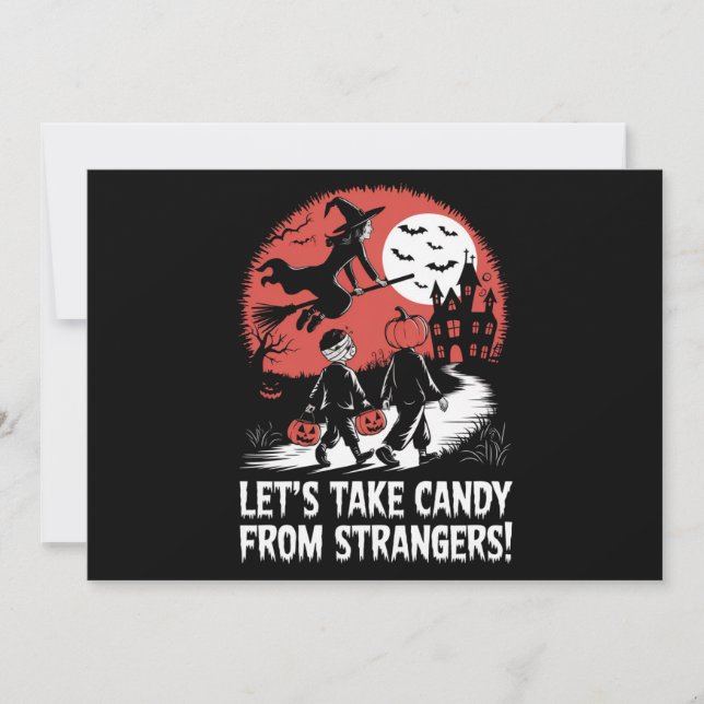 Invitation Prenons des bonbons à des étrangers Funny Hallowee (Devant)