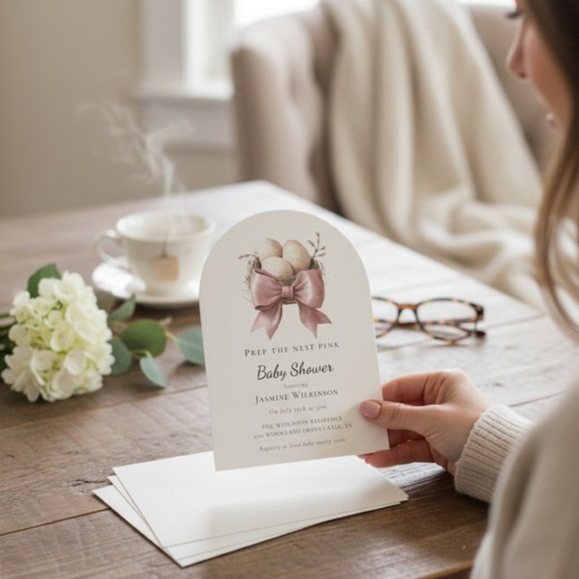 Invitation prep the nest pink baby shower  (Créateur téléchargé)