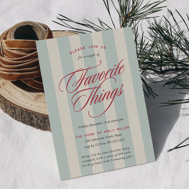 Invitation Préparez la fête de Noël Stripe Holiday Favorite T (Créateur téléchargé)