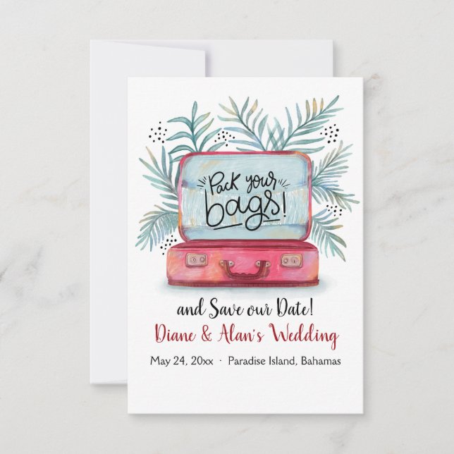 Invitation Préparez vos valises Annonce de sauvegarde de la d (Devant)