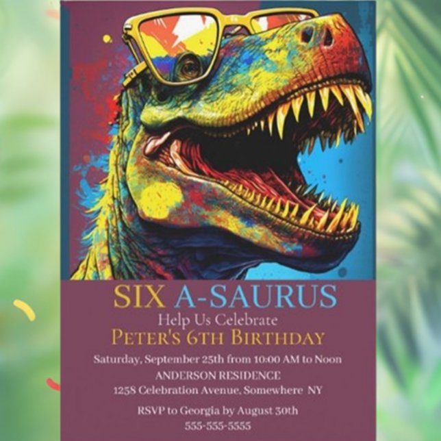 Invitation Préparez-vous à une fête d'anniversaire de Dinosau (Celebrate your little one's special day with a ROAR-some dinosaur birthday party! )