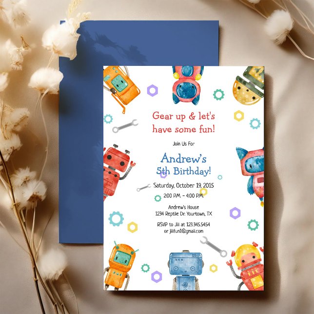 Invitation Préparez-vous et amusons-nous Anniversaire de robo (Créateur téléchargé)