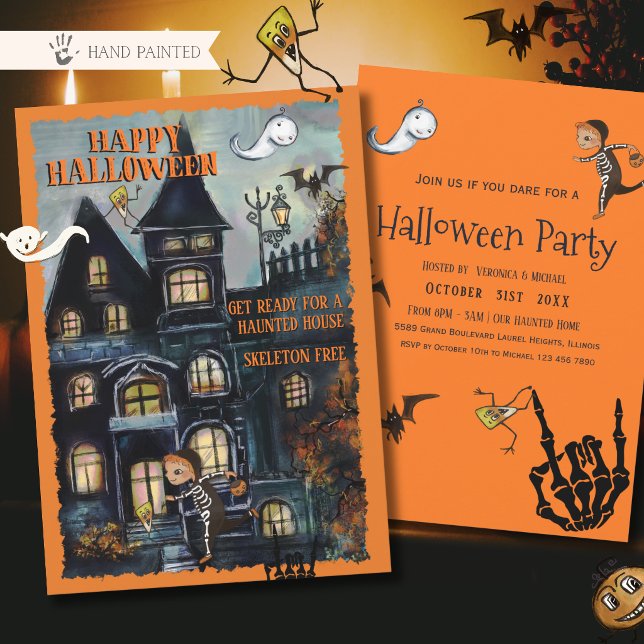 Invitation Préparez-vous pour la fête d'Halloween drôle de ma (Get Ready for Halloween Haunted House Funny Party Invitation)