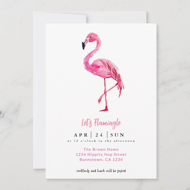 Invitation Préparons des Cocktails Flamingo Flamingle (Devant)