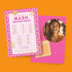 Invitation Preppy 90s Pink Throwback fête d'anniversaire