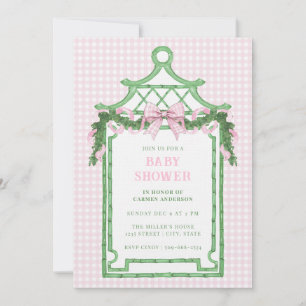 Invitation Preppy Chinoiserie Pagoda Baby shower de Noël