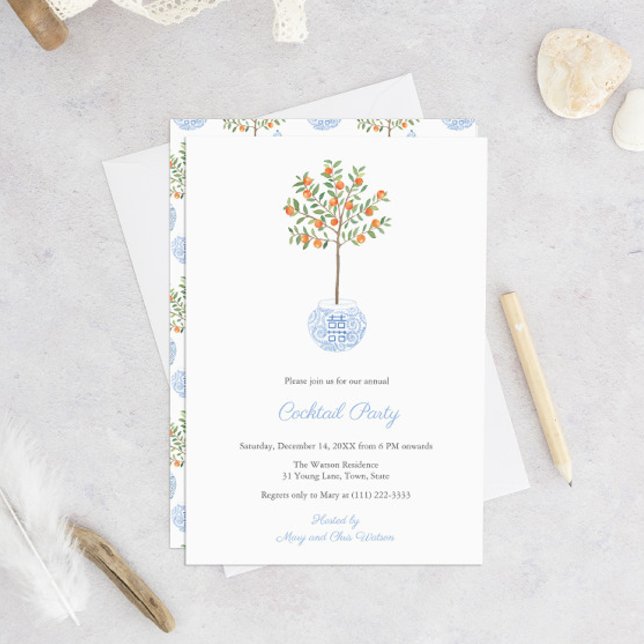 Invitation Preppy Citrus Ginger Jar Holidays Cocktail Party (Créateur téléchargé)