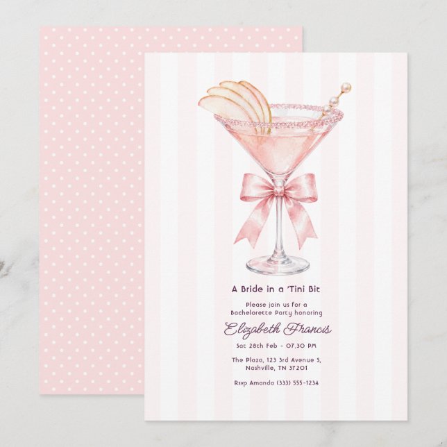 Invitation Preppy Coquette Une future mariée dans une soirée  (Devant / Derrière)