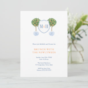 Invitation Preppy Couples Monogram NewlyWeds Brunch Party