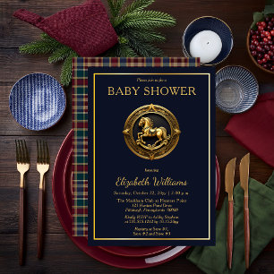 Invitation Preppy Equestriy Horse Plaid Baby shower